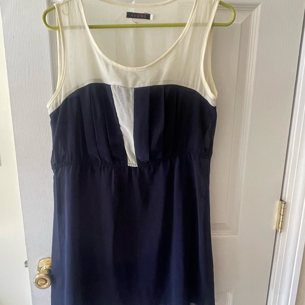 Navy and White Sleeveless Dress